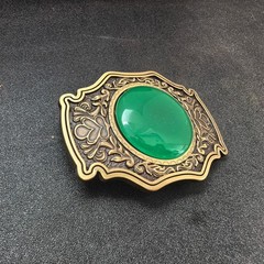 Round Cat-eye Acrylic Mens Belt Buckle Western Cowboy Solid Brass Copper