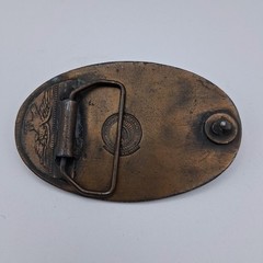 Vintage 70s Pony Post Express Brass Metal Belt Buckle Montauk Silver Company