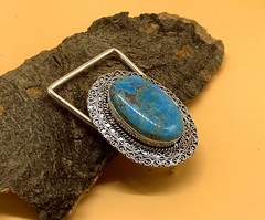 Vintage Western Belt Buckle Turquoise Stone Silver Tone Cowboy Rodeo Boho