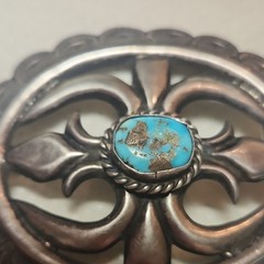Vintage, Native American Southwestern belt Buckle. 935 Sterling.