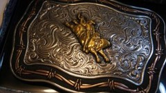 Crumrine Western Belt Buckle Bull Rider Silver Barbed Wire Silver C10016