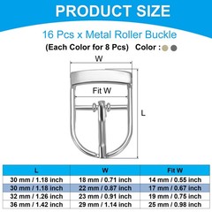 16Pcs 0.7&Prime; Single Prong Belt Buckle Metal Roller Buckle Brown/Black