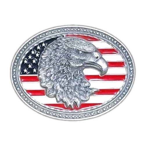 Vintage Bald Eagle Head Mens Belt Buckle American Flag Legends West EJC 2002 USA