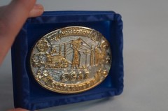 Rare Reddy Kilowatt OG&E New/ Old Stock Brass Belt Buckle 30 years