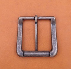 40mm Vintage Silver Two-Tone Heavy Square Roller Single Prong Pin Belt Buckle