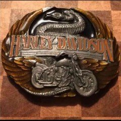Harley Davidson Vintage Belt Buckle Eagle Snake Motorcycle Heavy Metal Japan