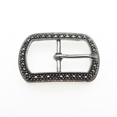 JUDITH JACK 925 Sterling Vintage Real Marcasite Belt Buckle (missing 2 stones)