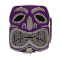 Men Women Silver Metal Belt Buckle Tiki Mask Statue Animation Travel Vacation