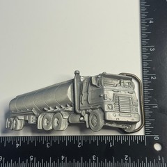 Tanker Truck Belt Buckle Pewter Tone Metal Made in Mexico Reissue