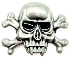 Skull & Crossbones Belt Buckle Biker Gothic New