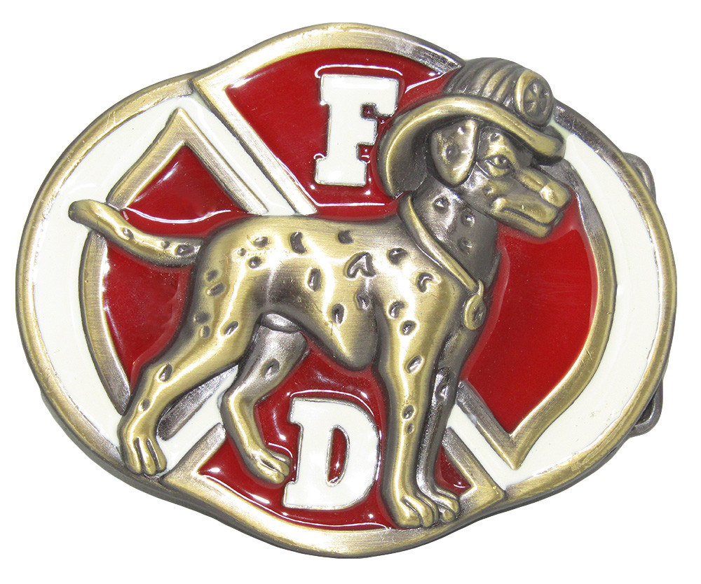 Fire Dept. Department Dalmation Dog Crest Belt Buckle