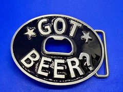 Got Beer? Novelty New Belt Buckle and Bottle Opener – Perfect Bar Pickup Line!