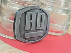 Vintage RO Belt Buckle Silver Pewter Look