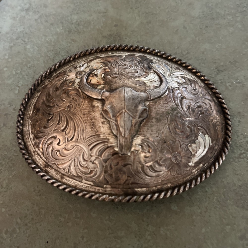 Montana Silversmiths Buffalo Bull Skull Belt Buckle Silver Cowboy Western Rodeo
