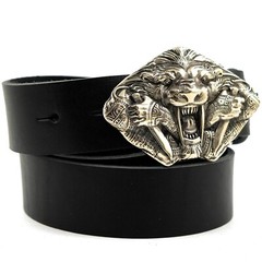 German silver belt buckle Steel fangs, Saber toothed cat buckle, tiger buckle