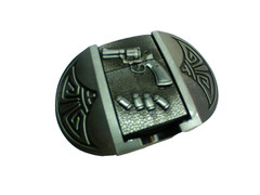 Belt Buckle Lighter Silver Gun Bullets Revolver Belt width 1.5&Prime; NEW