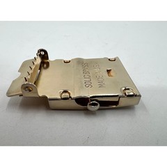 Vintage Solid Brass Military Style Flip Top Web Belt Buckle Gold Tone Made in US