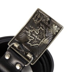 German silver buckle Maple leaf trident, Canadian maple leaf, Ukrainian trident