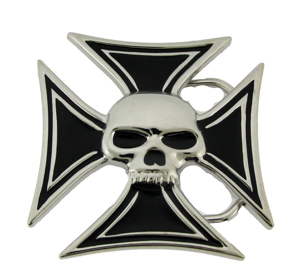 Mens Womens Skull Belt Buckle Skeleton Chopper Tribal Gothic Tattoo Metal Silver