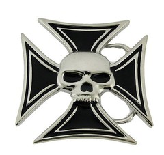 Mens Womens Skull Belt Buckle Skeleton Chopper Tribal Gothic Tattoo Metal Silver