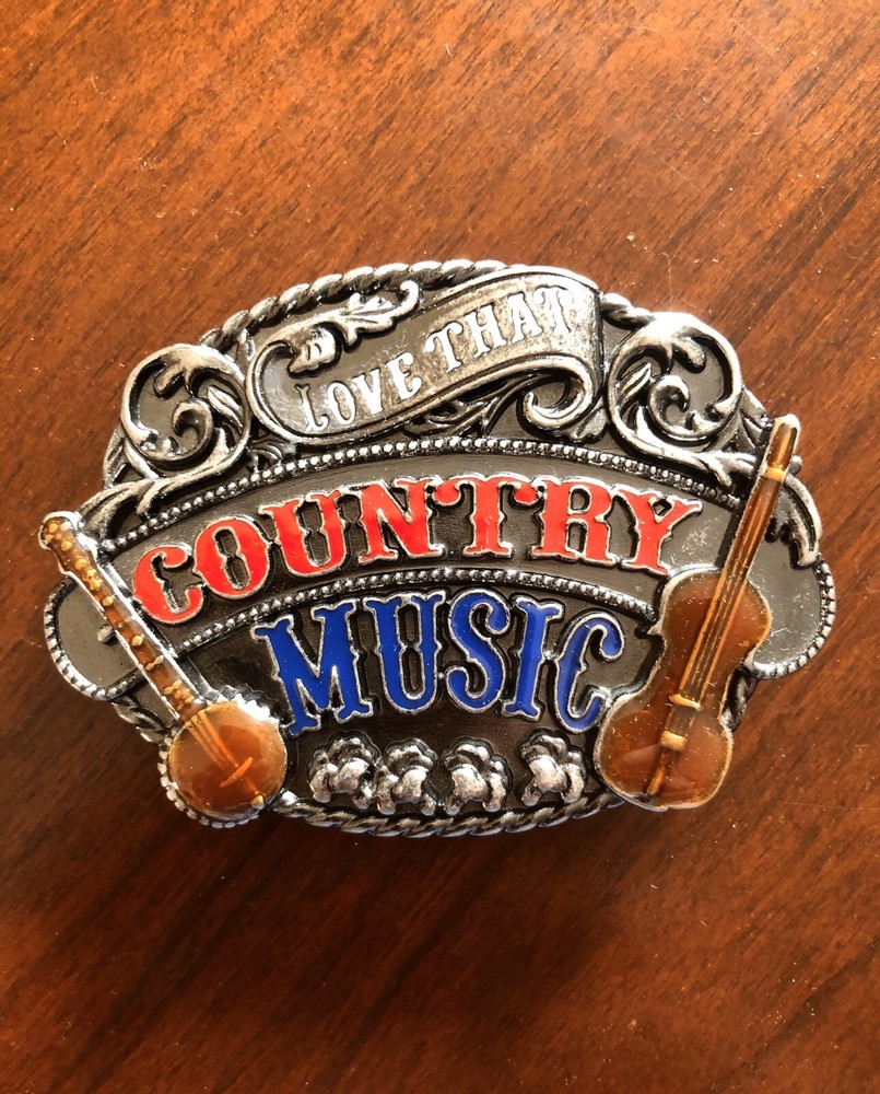 Love That Country Music Western Banjo Violin Cowboy Unisex Men’s Belt Buckle