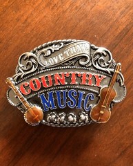 Love That Country Music Western Banjo Violin Cowboy Unisex Men’s Belt Buckle