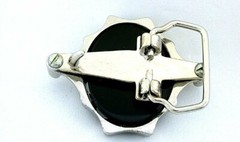 Black Onyx Cabochon Cab Gemstone Gem Stone Silver Color Belt Buckle PBB35