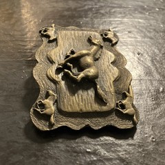 Vtg belt buckle running horses cowgirl cowboy equestrian western brass toned