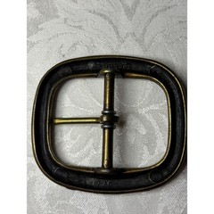 Vintage Burgos Brass Belt Buckle Etched Leaf Botanical Pattern 976 Antiqued Gold