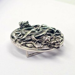 Stunning Vintage Dragon Design In 935 Argentium Silver Men&rsquo;s Biker Belt Buckle