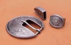 BIG Silver Flower Engraved Vintage Western Cowboy Belt Buckle Set Fit 20mm Strap