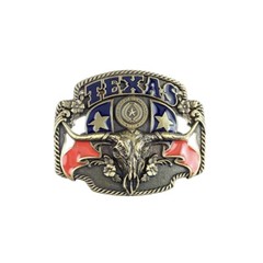 Vintage Bronze Plated Longhorn Bull Flag Western Belt Buckle Boucle de Ceinture