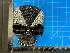 Skull Head Clear Bling Rhinestone Gothic Punk Figural Belt Buckle Missing Stone