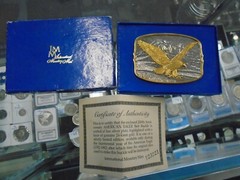 24kt Gold/Silver Plated Eagle Belt Buckle International Monetary Mint