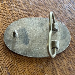 Vintage Brass Tone Oval Olive Branch Border Belt Buckle Western Americana 3.25in