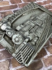 Vtg Bergamot Brass Works 1983 Belt Buckle Train Steam Engine Railroad Silver
