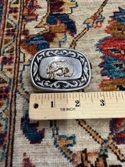 Vintage Western Belt Buckle Cowboy Horse Silver Gold Tone Rodeo