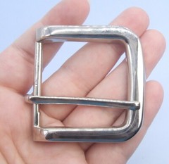 40mm Shiny Silver Tone Heavy Round Corner Square Single Prong Pin Belt Buckle