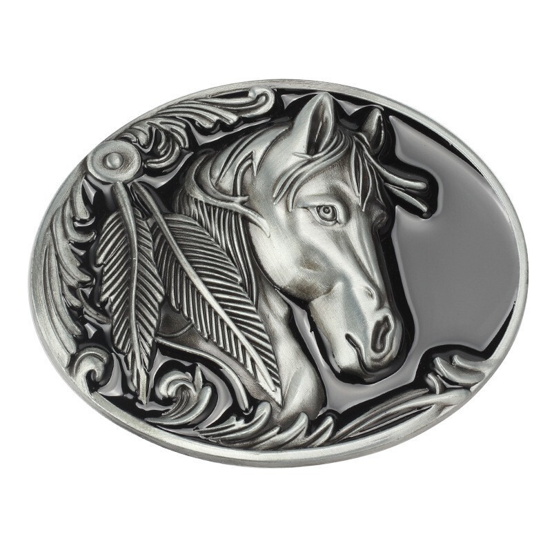 Horse Head Belt Buckle Western Cowboy Motorcycle Riding Belt Buckle