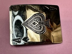Ace Of Spades Playing Cards Large Silver Tone Belt Buckle Ci Records & Skates