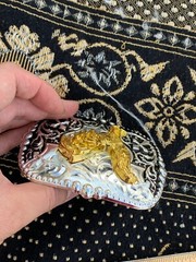 Western Buckle Gold Black Silver Rooster Cowboy 2 »Buckle Hebilla Vaquero Gallo