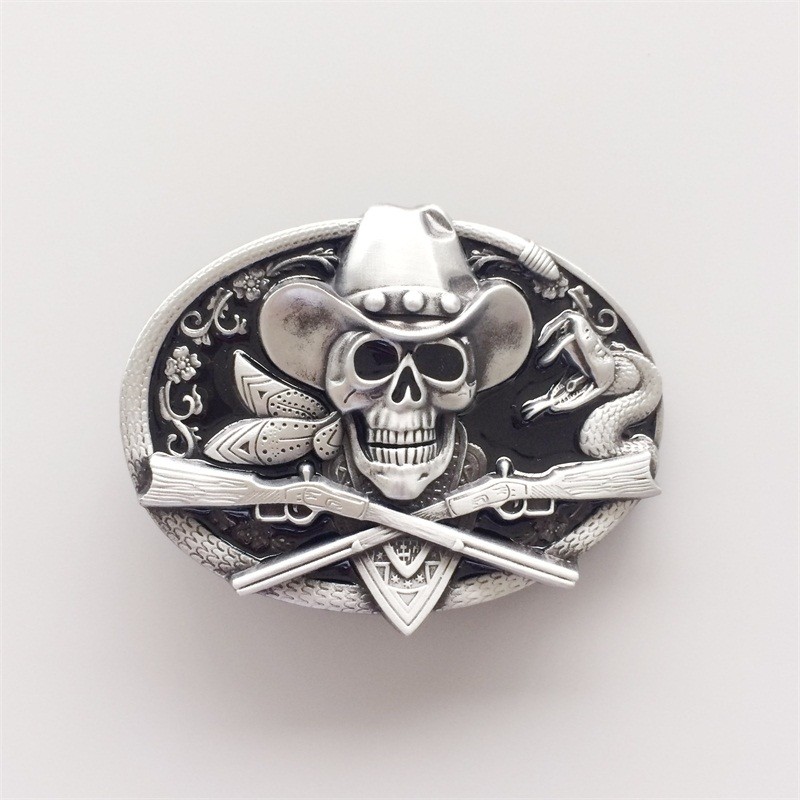 Vintage Style Rodeo Skull Cowboy Black Enamel Belt Buckle also Stock in the US