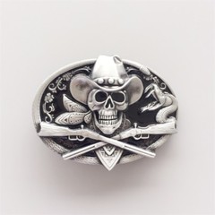 Vintage Style Rodeo Skull Cowboy Black Enamel Belt Buckle also Stock in the US