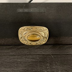 vintage TIGERS EYE belt buckle GEMSTONE polished rock inset