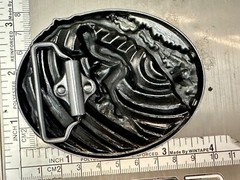 Surfer On Ocean Wave Pipeline Surfing Hang 10 – Blue Green Color Belt Buckle