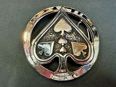 Ace Of Spades Casino Poker Card Games Gambler Cards Silver Star Belt Buckle