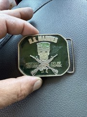U.S. Marines Vintage Enameled Belt Buckle (MESS WITH THE BEST DIE LIKE THE REST)