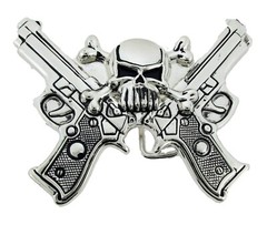 Skull Belt Buckle Vintage Crossbones Silver Metal Fashion Gothic Usa Tattoo Mens