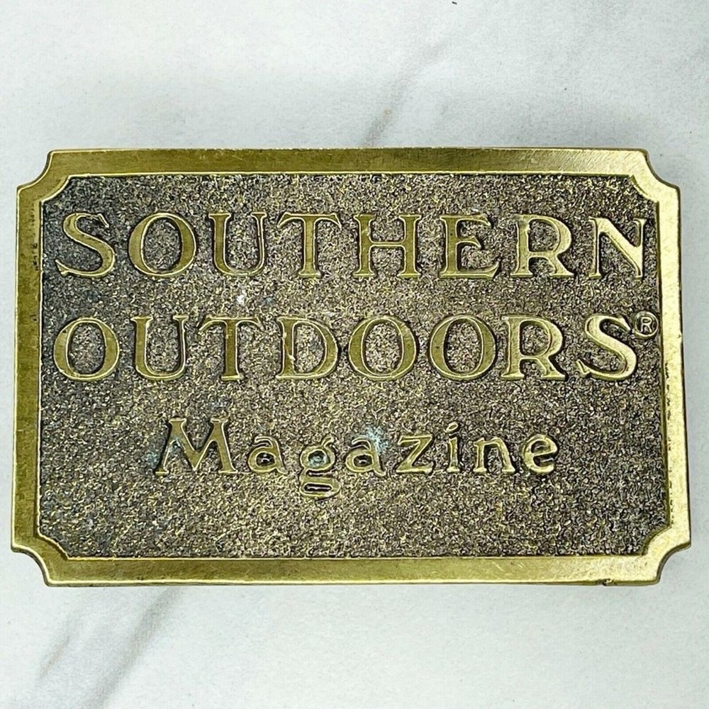 Vintage 1982 Great American Buckle Co Southern Outdoors Magazine Belt Buckle