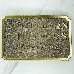 Vintage 1982 Great American Buckle Co Southern Outdoors Magazine Belt Buckle